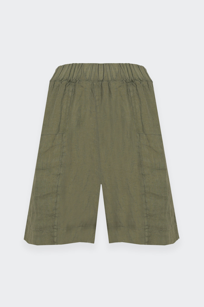 Murphy & Nye GREEN SHORT WITH POCKETS MADE IN LINEN