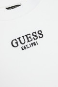 Guess WHITE LONG-SLEEVED CROP TOP T-SHIRT