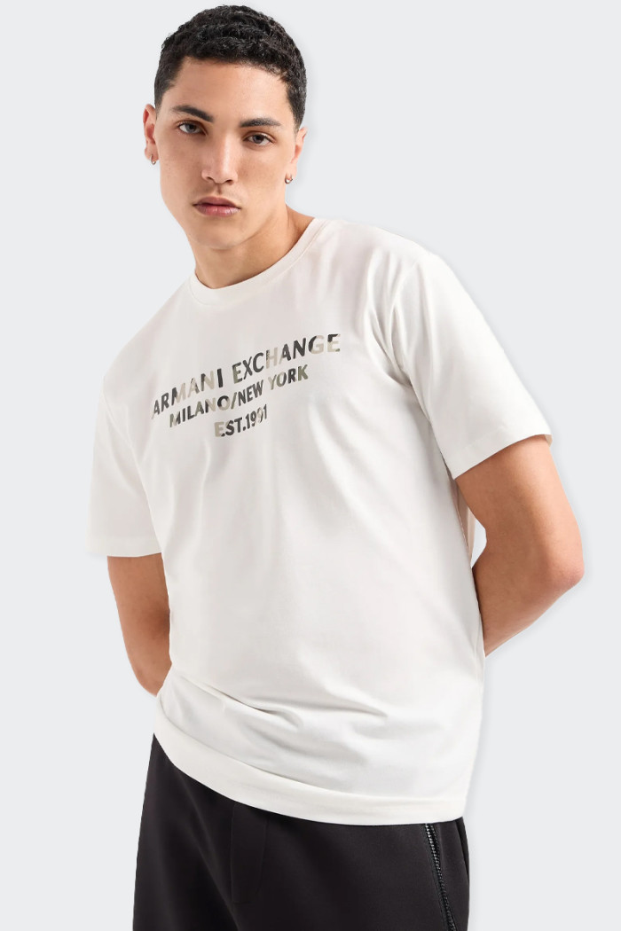 Armani Exchange WHITE CAMOUFLAGE LOGO T-SHIRT