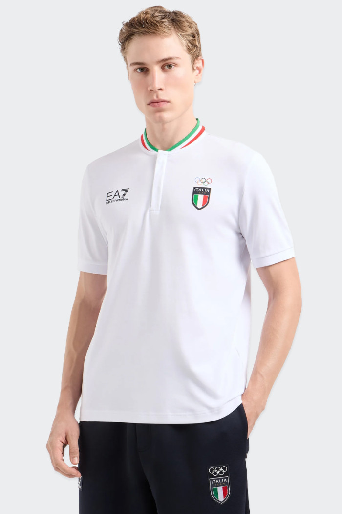 EA7 Emporio Armani ITALIA TEAM PARIS 2024 POLO GURU BIANCA