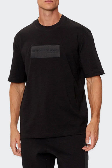 Armani Exchange BLACK T-SHIRT EMBOSSED LOGO PATCH