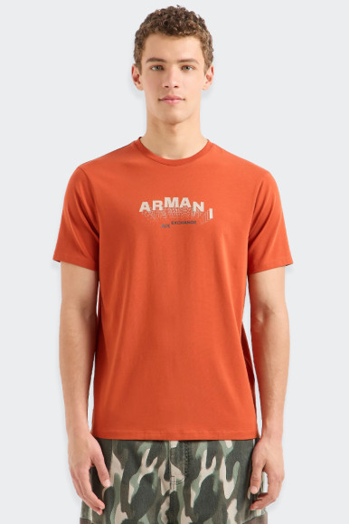 Armani Exchange T-SHIRT SLIM FIT LOGO 3D ARANCIONE