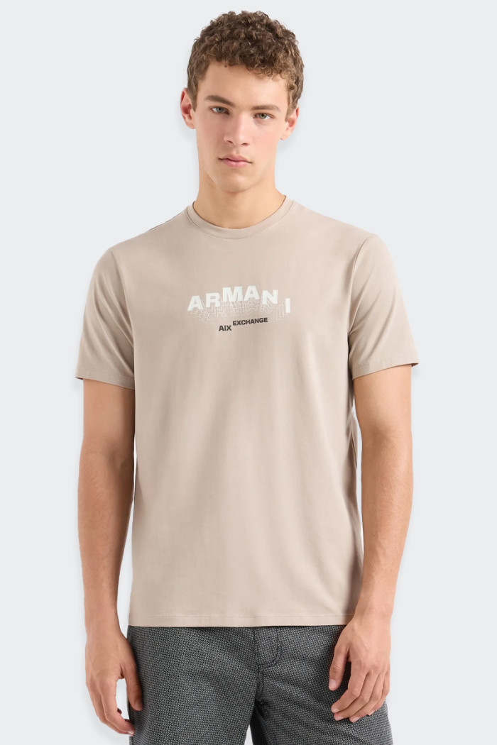 Armani Exchange 3D LOGO SLIM FIT T-SHIRT BEIGE