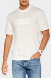 Armani Exchange WHITE EMBOSSED LOGO PATCH T-SHIRT