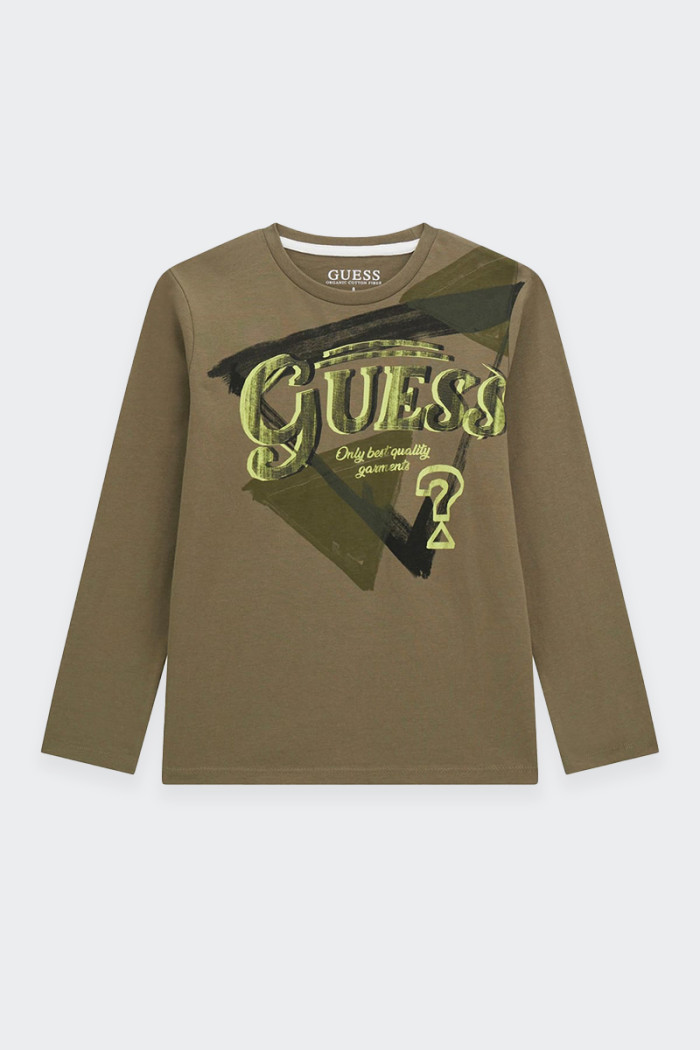 Guess PAINT GREEN MILITARY LONG-SLEEVED T-SHIRT