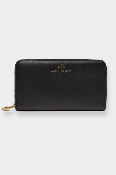 Armani Exchange LARGE ZIPPED WALLET BLACK