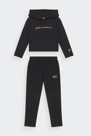 EA7 Emporio Armani BLACK TRACKSUIT GIRL GOLD LOGO