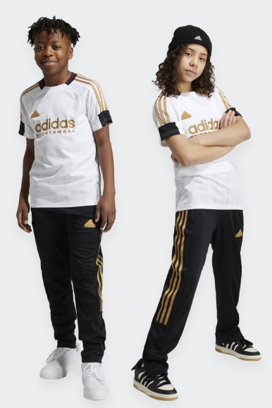 Adidas PANTALONI SPORTIVI BAMBINO NERO ORO