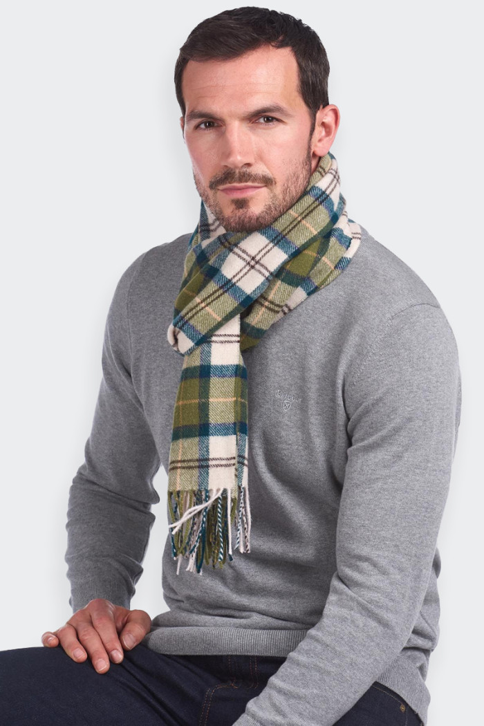 Barbour SCIARPA TARTAN IN LANA D'AGNELLO BEIGE