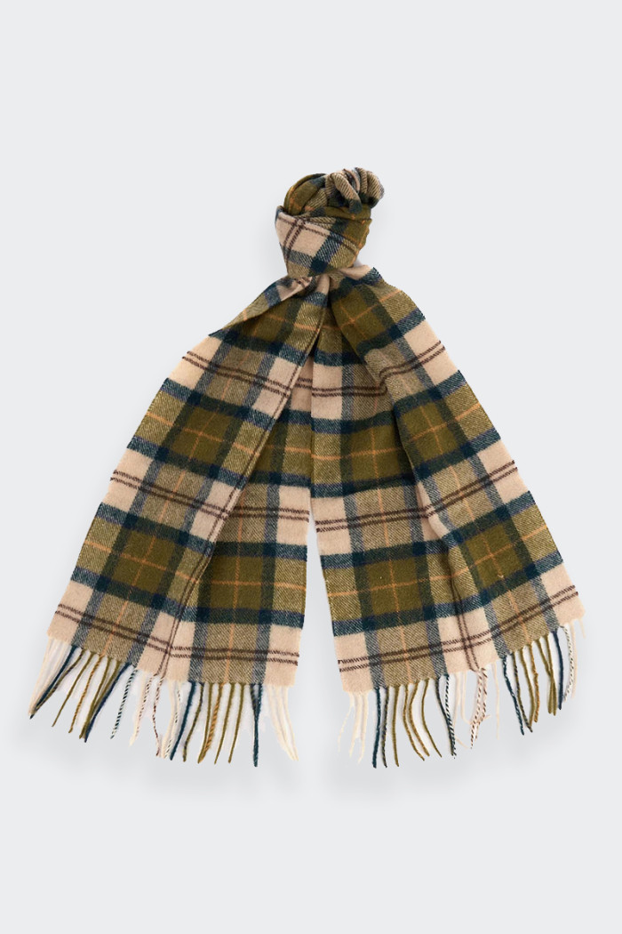 Barbour SCIARPA TARTAN IN LANA D'AGNELLO BEIGE