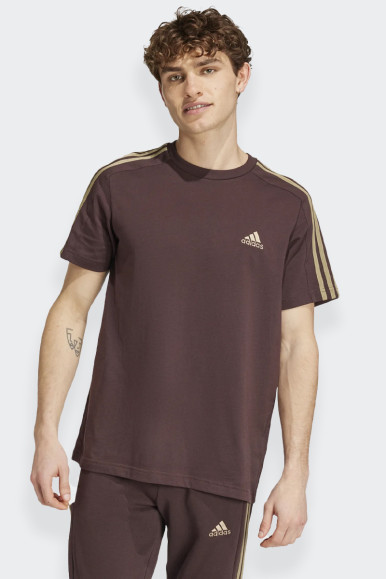 Adidas ESSENTIAL JERSEY 3 STRIPES T-SHIRT BROWN