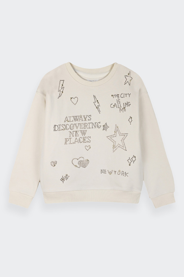 Energiers GIRL'S CREAM SWEATSHIRT WITH RHINESTONES