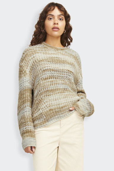 Jack & Jones BEIGE WIDE FIT RIBBED SWEATER