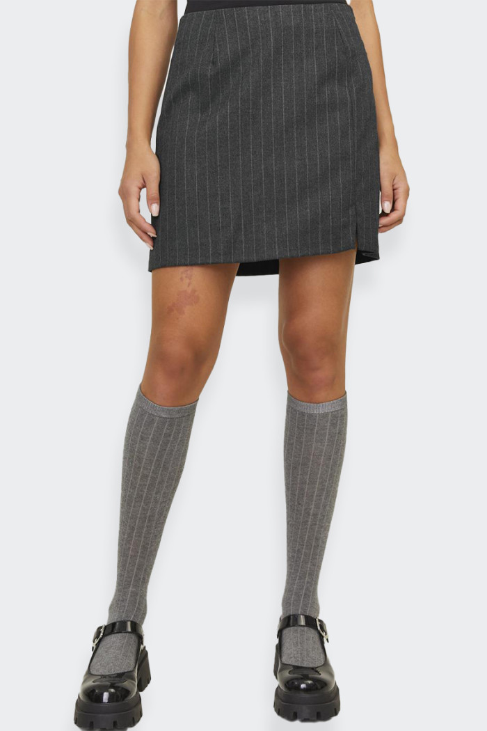 Jack & Jones GRAY PINSTRIPE MINISKIRT WITH SLITS